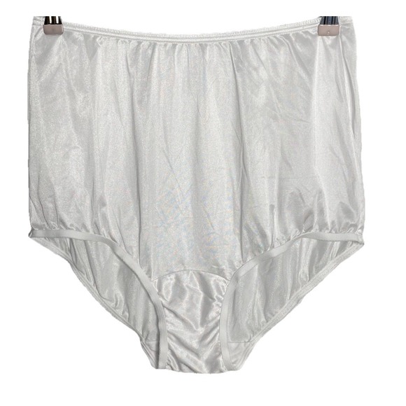 3pc Vintage Lot Vanity Fair Granny Panties White Nylon Satin Sissy Size 8‎ XL